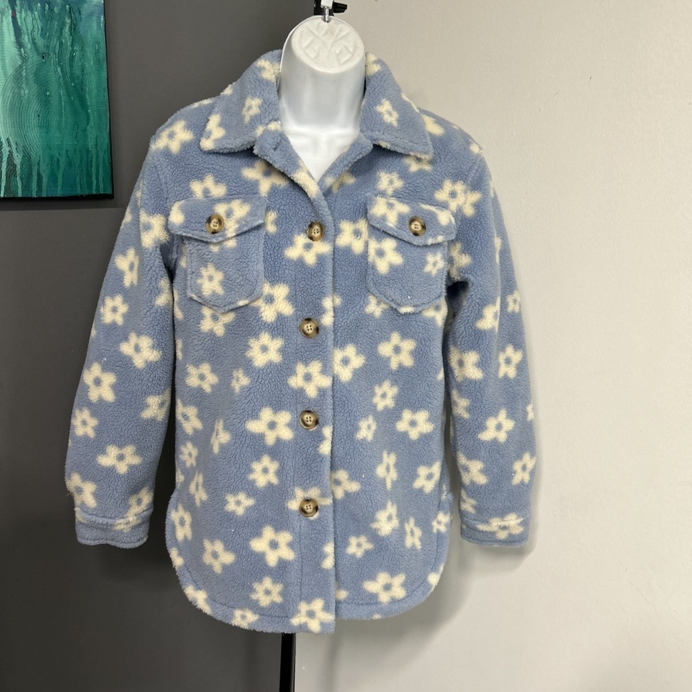 Primark Girls 11/12 Year Shaket Button Front Pockets Cozy Floral School Warm
